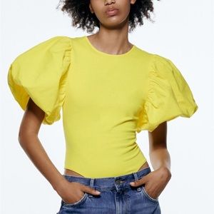 Balloon sleeve bodysuit